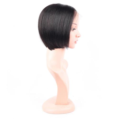 100%  HUMAN HAIR NATURAL COLOR SHORT LACE FRONT WIG