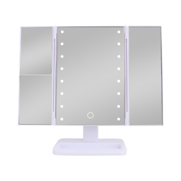 3 Fold Foldaway Three Way Trifold LED Mirror