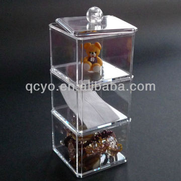 QCY-H-K028 factory directly sale high quality acrylic 3 tier storage box
