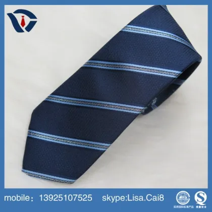 Royal blue custom logo silk woven necktie fabric wholesale