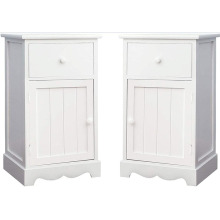 White Nightstand Set Of 2 Wooden Night Stand