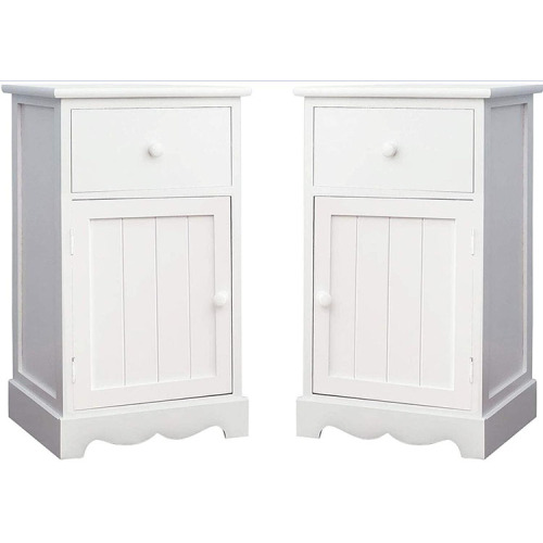 White Nightstand Set Of 2 Wooden Night Stand