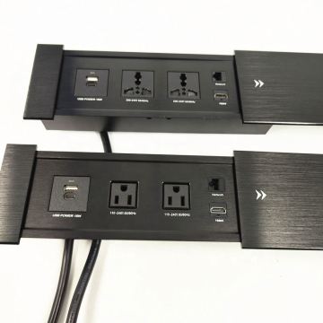 Aluminum Alloy Desktop Sliding Cover Multimedia Socket Box with USB-C