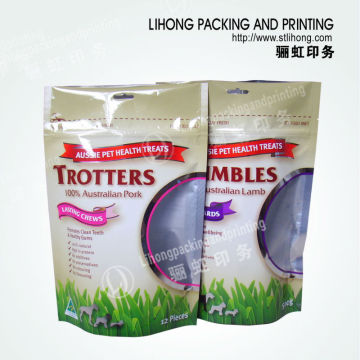 Dog Treat Bag Plastic Standing Zipper Window Bag