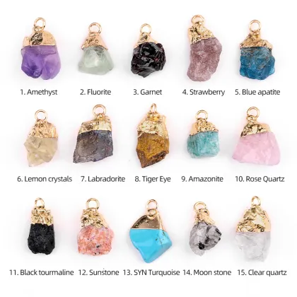 Moonstone Irregular Raw Stone Gilded Pendant For Making Jewlery