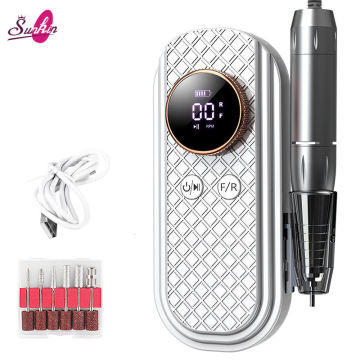 2024 เครื่องบดเคลือบกระจกแบบชาร์จได้แบบพกพาได้: 35000rpm เครื่องเจาะเล็บ 50W