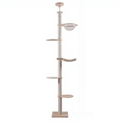 Rascador de torre de escalada para gatos de Sisal de madera, grande, moderno y contemporáneo, plataforma de descanso para condominios de varios niveles