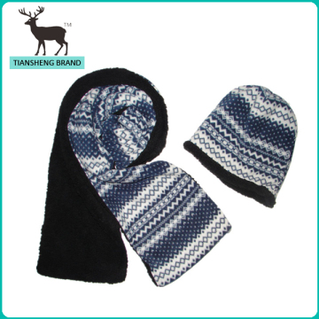 Double layer acrylic polarfleece knitting pattern hat scarf set