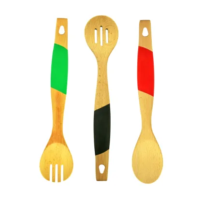 2019 hot sale Spoon wooden kitchen cooking tool sets with bamboo or wooden