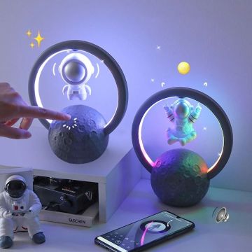 Magnetic Rotation Levitation Bluetooth Speaker - Astronaut Design with LED Lights