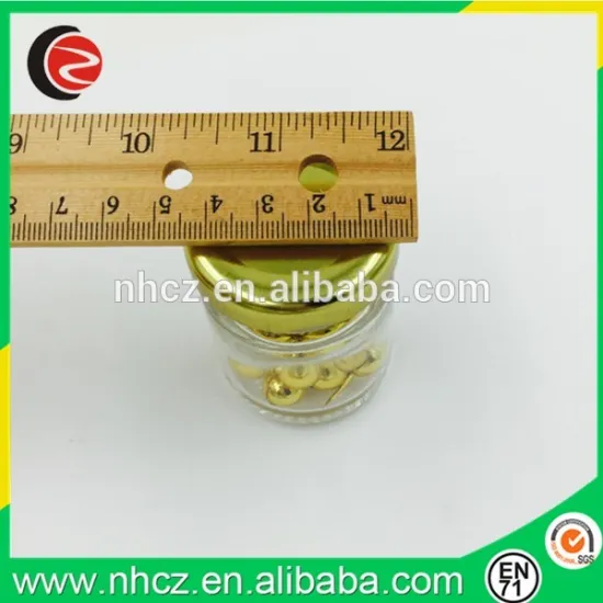 Gold Round Push Pin in Mini Glass Bottle