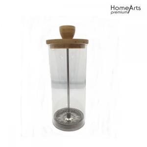 Glass Capuccino Milk Foam Maker Milk Frother with bamboo lid