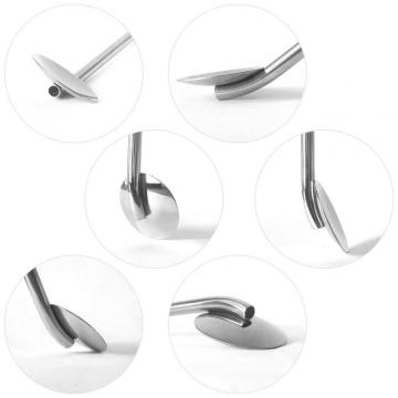Stainless Steel Metal Drinking Cocktail Spoon Straw