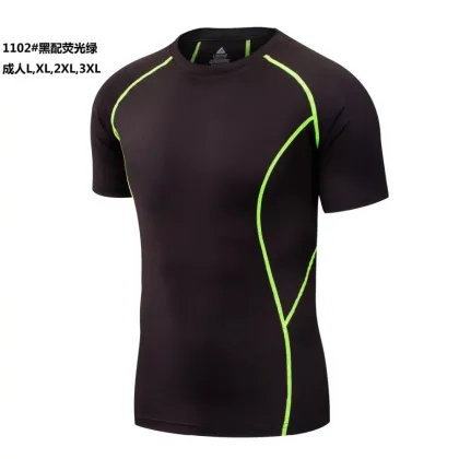 2016 Blank Fitness Short Sleeve O Neck Plain sportswear Fitness Shirt Fitness clothes with size chart