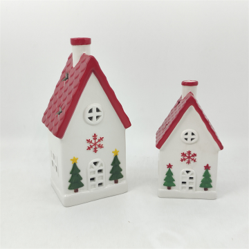 pequena casa de luz de natal em cerâmica