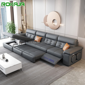 Modern L-Shaped Convertible Sofa Bed with Storage and Stool