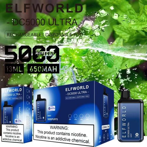 Original ELF World DC5000Puffs engångsvape POD -enhet