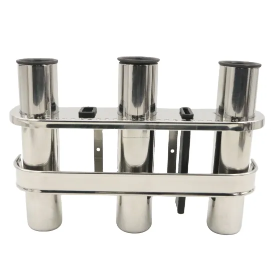 High Quality Stainless Steel Marine Hardware 3-Tube Linked Rod Rack - Boat Fishing Rod Holder