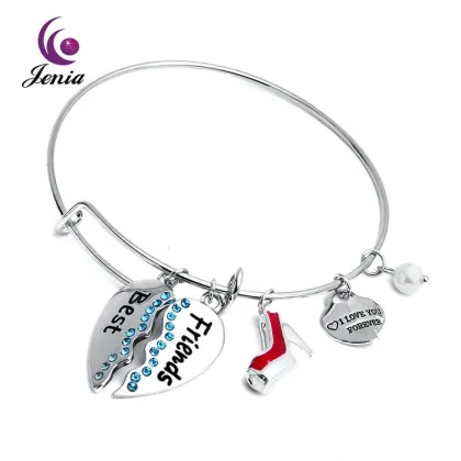Jenia 2016 Best Friend Hesrt Charms Gold Bracelet Jewelry