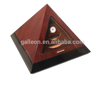 High Gloss Mahogany Wood Finish Pyramid Cigar Humidor