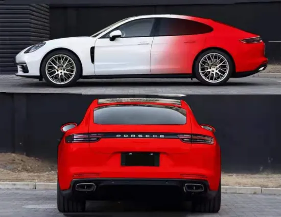 Matt black yellow cool tinted ceramic car wrapping