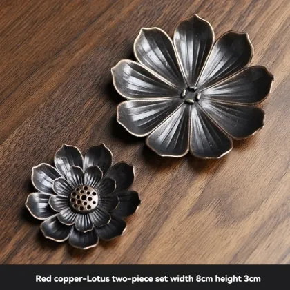 Brass Lotus Incense Burner - Metal Brown Scented Stick Holder