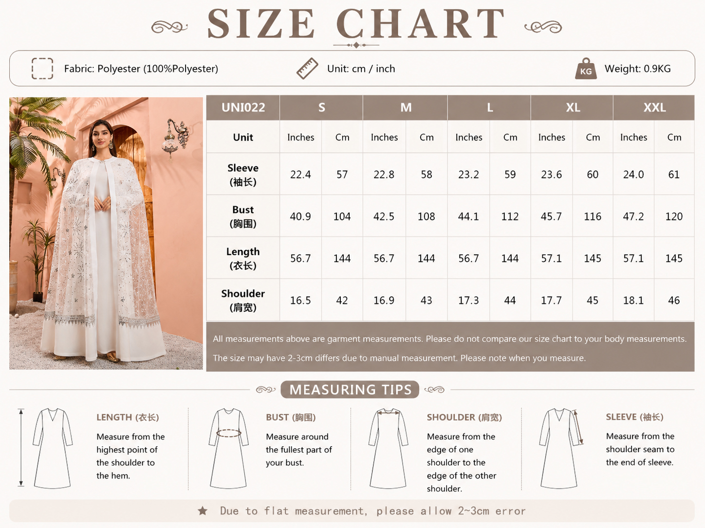 White Sequin Embroidered Cape Prayer Abaya with Inner Dress