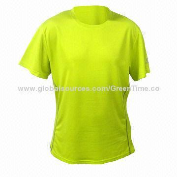 Men's crew neck T-shirts, 100% polyester, for marathon