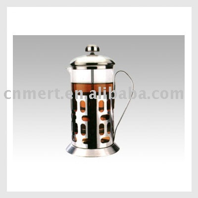 Stainless steel & heat resistant glass tea pot