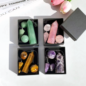 Aventurine Crystal Pendulum Point Tower Gift Box