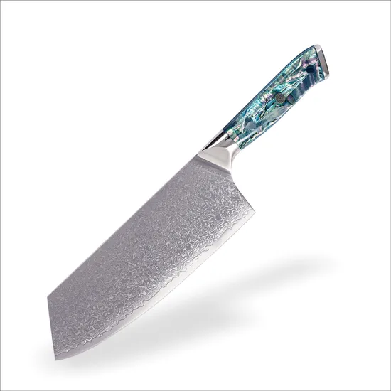 7 Inch Abalone Shell Handle 67 Layer Cuchillo Damasco VG10 Damascus Steel Cleaver Knife: High-Quality Kitchen Knife with Unique Design