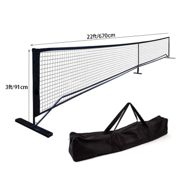 Red de pickleball retráctil portátil - 22 pies de ancho, 36 pulgadas de altura, con ruedas para uso al aire libre
