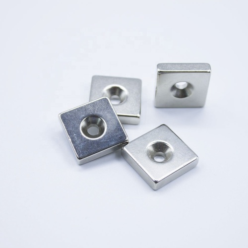 Neodymium square magnet with countersunk hole