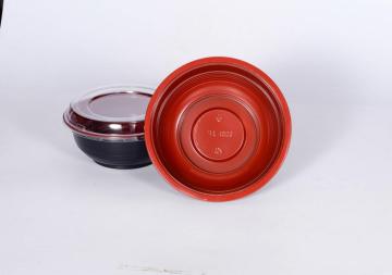 700ml Disposable Plastic Black and Red  Bowl