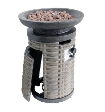 Fireproof Composite Mgo material Brown wicker design Outdoor garden treasure usage fire Column gas Fire pit/fire bowl