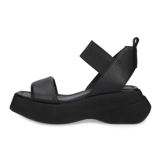 Women's Leather Flat Sandals with Wide Straps