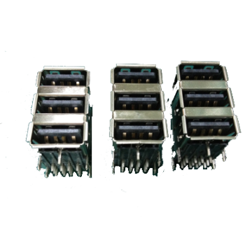 USB A FEMALE RIGHT ANGLE, TRIPLE STACKED
