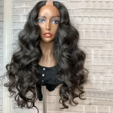 natural color body wave Human Hair Wig U part wig for Black Women body wave wig black Hair extension upart