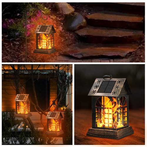 Solar Lantern Lamp Flame Flickering Lights