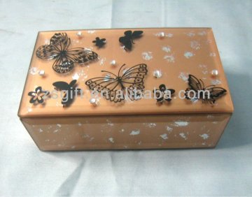 amazing glass jewelry box decorated with butterfly painting
