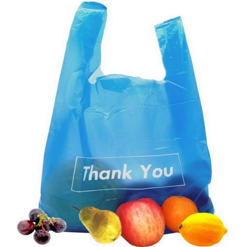 Black Big Plastic Poly Carrier T-Shirt Thank You Transparent Polythene Shopping Grocery Packaging Bag For Storage