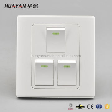 White 3 Gangs 1 Way Light Wall Switch