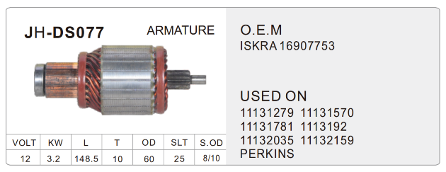 Iskra truck starter parts-JH-DS077-X