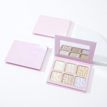 Vegan 6 Color Shimmer Waterproof Highlighter Pressed Powder Palette