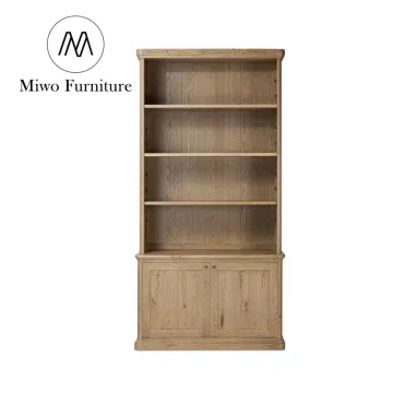 Custom Modern Country Style Wooden Bookcase for Wall-Mounted Library Display
