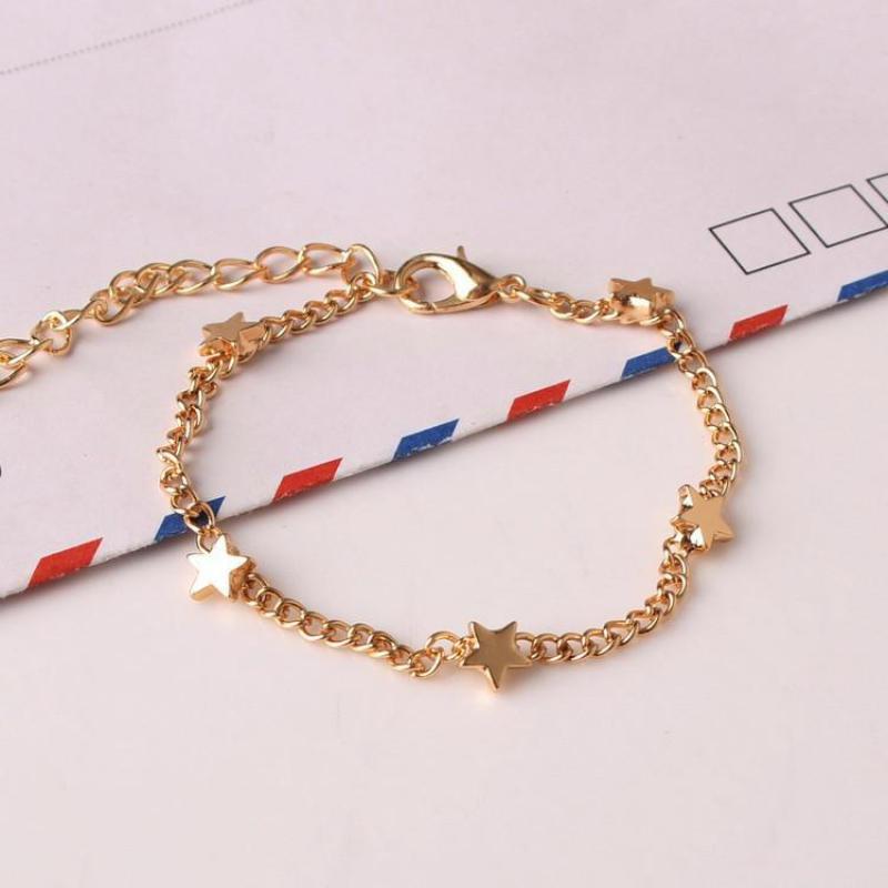 Korean Version Of The Small Fresh Lady Fashion Gold Five-pointed Star And Peach Heart Bracelet Women's Jewelry Wholesale