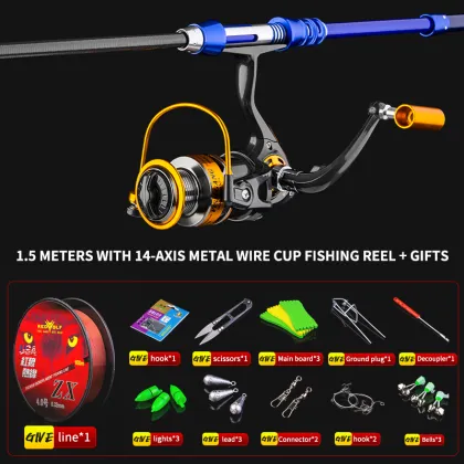 Mini Portable Sea Fishing Rod Reel Combo for Rock Raft Fishing