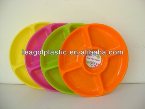 Plastic round 5 section chip and dip platter #TG20212