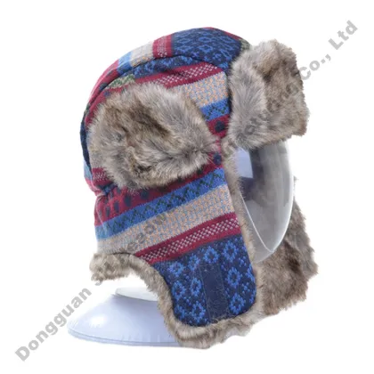Custom Faux Fur Trapper Hats - Wholesale Adjustable Trapper Bomber Hat for Unisex Warm Winter Ear Flaps Caps