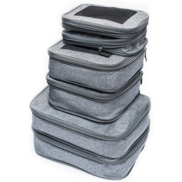 Premium Compression Packing Cubes - 6 Piece Set with Double Zipper for Luggage Organization